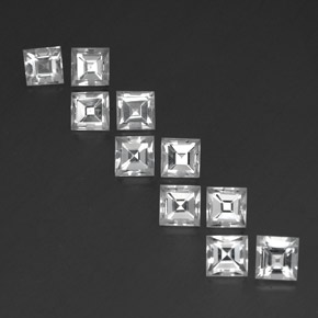 Pedras preciosas de topázio branco natural de 8,32 ct, quadrado, VVS
