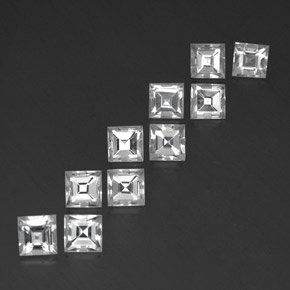 Pedras preciosas de topázio branco natural de 8,32 ct, quadrado, VVS