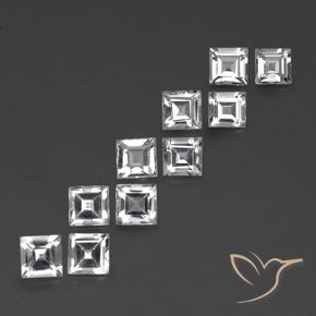 Pedras preciosas de Topázio Branco claro natural de 7.62 ct, Quadrado, VVS-VS