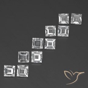 Pedras preciosas de Topázio Branco claro natural de 7.59 ct, Quadrado, VVS