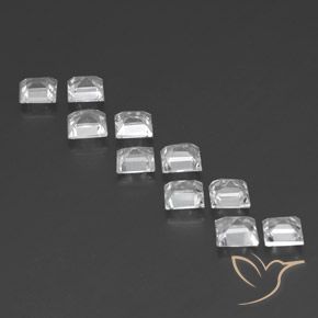 Pedras preciosas de Topázio Branco claro natural de 7.59 ct, Quadrado, VVS