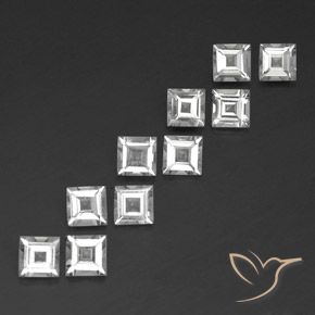 Pedras preciosas de Topázio Branco claro natural de 3.78 ct, Quadrado, VVS-VS