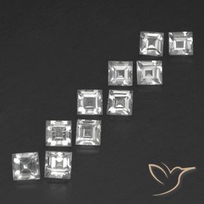 Pedras preciosas de Topázio Branco claro natural de 4.67 ct, Quadrado, VS