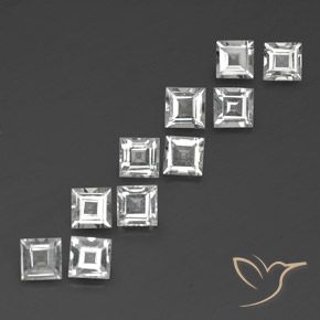 Pedras preciosas de Topázio Branco claro natural de 4.12 ct, Quadrado, VVS-VS