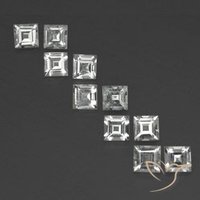 Pedras preciosas de topázio branco natural de 4,09 ct, quadrado, VVS-VS