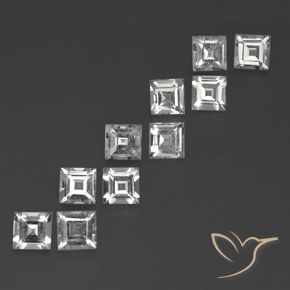 Pedras preciosas de topázio branco natural de 4,09 ct, quadrado, VVS-VS