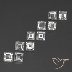 Pedras preciosas de Topázio Branco claro natural de 4.17 ct, Quadrado, VVS-VS