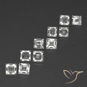 Pedras preciosas de Topázio Branco claro natural de 4.22 ct, Quadrado, VVS-VS