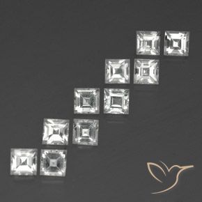 Pedras preciosas de Topázio Branco claro natural de 5.05 ct, Quadrado, VVS-VS