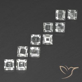 Pedras preciosas de Topázio Branco claro natural de 4.57 ct, Quadrado, VVS-VS