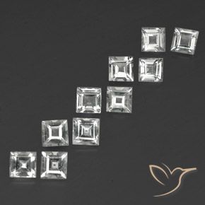 Pedras preciosas de Topázio Branco claro natural de 4.26 ct, Quadrado, VVS-VS