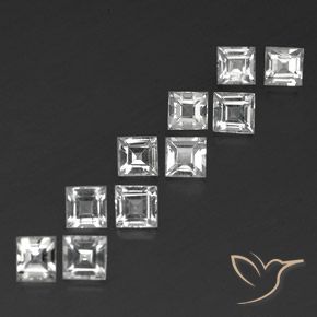 Pedras preciosas de topázio branco natural de 5,27 ct, quadrado, VVS-VS