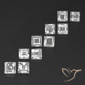 Pedras preciosas de Topázio Branco claro natural de 4.78 ct, Quadrado, VVS-VS