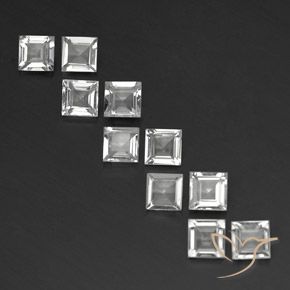 3.87ctw Natural Branco Topázio, Quadrado, VVS-VS