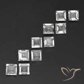 Pedras preciosas de Topázio Branco natural de 3.87 ct, Quadrado, VVS-VS