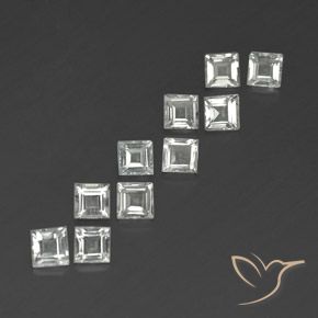Pedras preciosas de Topázio branco quente natural de 3.86 ct, Quadrado, VVS-VS