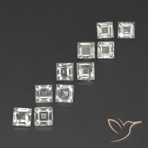 Pedras preciosas de Topázio branco quente natural de 3.91 ct, Quadrado, VVS-VS