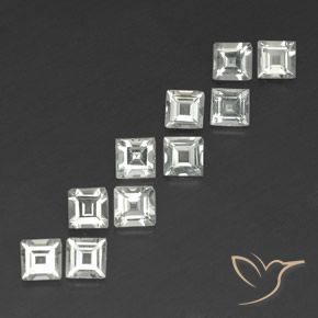 Pedras preciosas de Topázio branco quente natural de 3.86 ct, Quadrado, VVS-VS