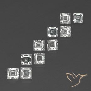 Pedras preciosas de Topázio Branco claro natural de 4.29 ct, Quadrado, VS