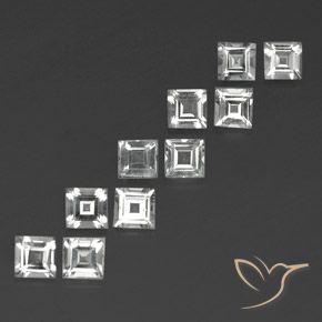 Pedras preciosas de Topázio Branco claro natural de 3.82 ct, Quadrado, VS