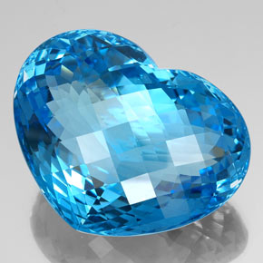 Topázio azul natural 112,15ct, formato de coração, VVS