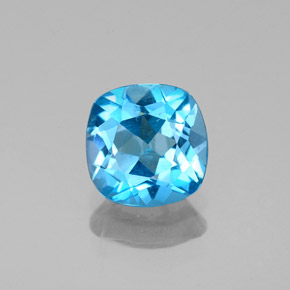 Topázio azul natural 1,42ct, almofada cortada, VS