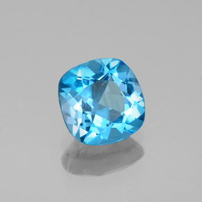 Topázio azul natural 1,42ct, almofada cortada, VS