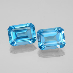 Pedras preciosas de topázio azul natural de  ct, corte esmeralda, VVS