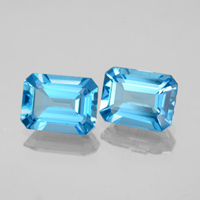 Pedras preciosas de topázio azul natural de  ct, corte esmeralda, VVS