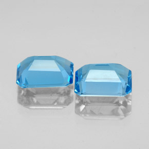 Pedras preciosas de topázio azul natural de  ct, corte esmeralda, VVS