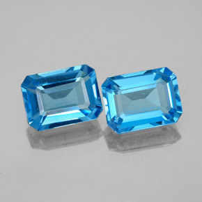 Pedras preciosas de topázio azul natural de 3,49 ct, corte esmeralda, VVS-VS