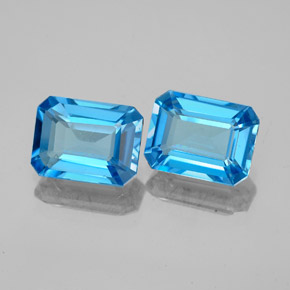 Pedras preciosas de topázio azul natural de 3,49 ct, corte esmeralda, VVS-VS