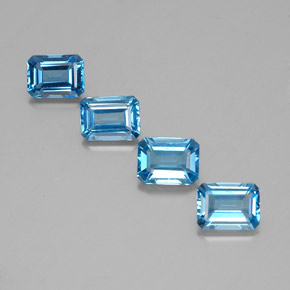Pedras preciosas de topázio azul natural de 7,07 ct, corte esmeralda, VVS