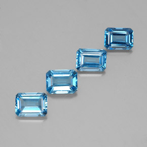 Pedras preciosas de topázio azul natural de 7,07 ct, corte esmeralda, VVS