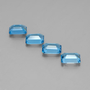 Pedras preciosas de topázio azul natural de 7,07 ct, corte esmeralda, VVS