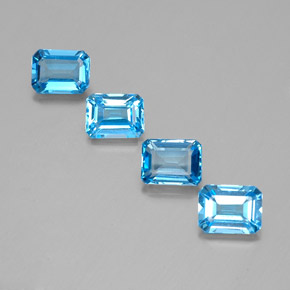 Pedras preciosas de topázio azul natural de  ct, corte esmeralda, VVS