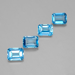 Pedras preciosas de topázio azul natural de  ct, corte esmeralda, VVS