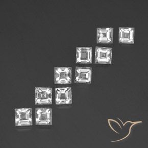 Pedras preciosas de Topázio Branco claro natural de 3.87 ct, Quadrado, VVS-VS
