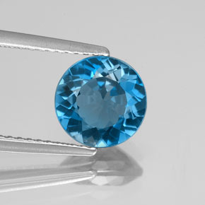 Topázio azul natural 2,06ct, corte redondo, VVS