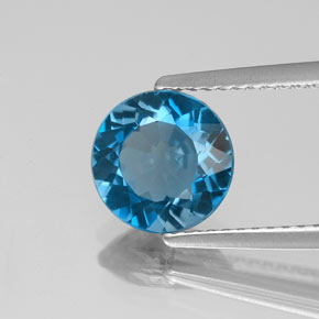 Topázio azul natural 2,06ct, corte redondo, VVS