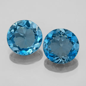 Pedras preciosas de topázio azul natural de  ct, corte redondo, VVS-VS