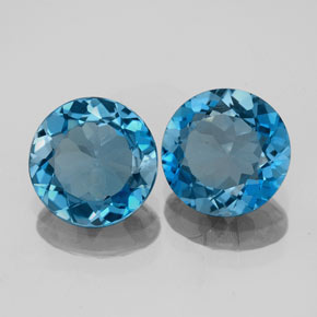 Pedras preciosas de topázio azul natural de  ct, corte redondo, VVS-VS