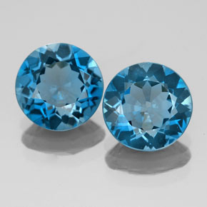 Pedras preciosas de topázio azul natural de  ct, corte redondo, VVS-VS