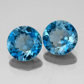 Pedras preciosas de topázio azul natural de  ct, corte redondo, VVS-VS