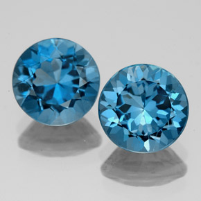 Pedras preciosas de topázio azul natural de  ct, corte redondo, VS