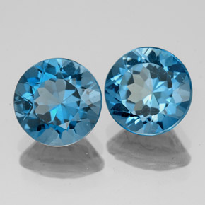 Pedras preciosas de topázio azul natural de  ct, corte redondo, VS