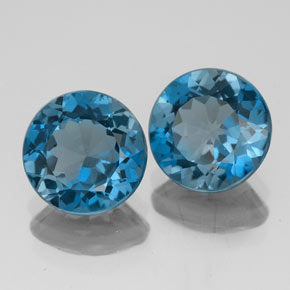 Pedras preciosas de topázio azul natural de  ct, corte redondo, VS