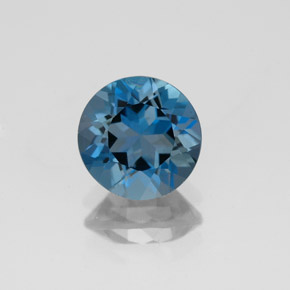 Topázio azul natural 2,00ct, corte redondo, VVS