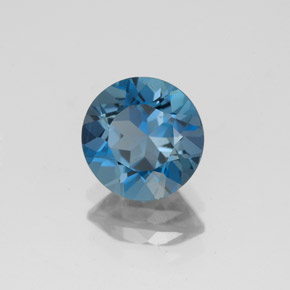 Topázio azul natural 2,00ct, corte redondo, VVS