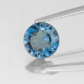 Topázio azul natural 1,75ct, corte redondo, SI